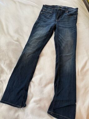 Express Dark Wash Barely Boot Mid Rise Jeans